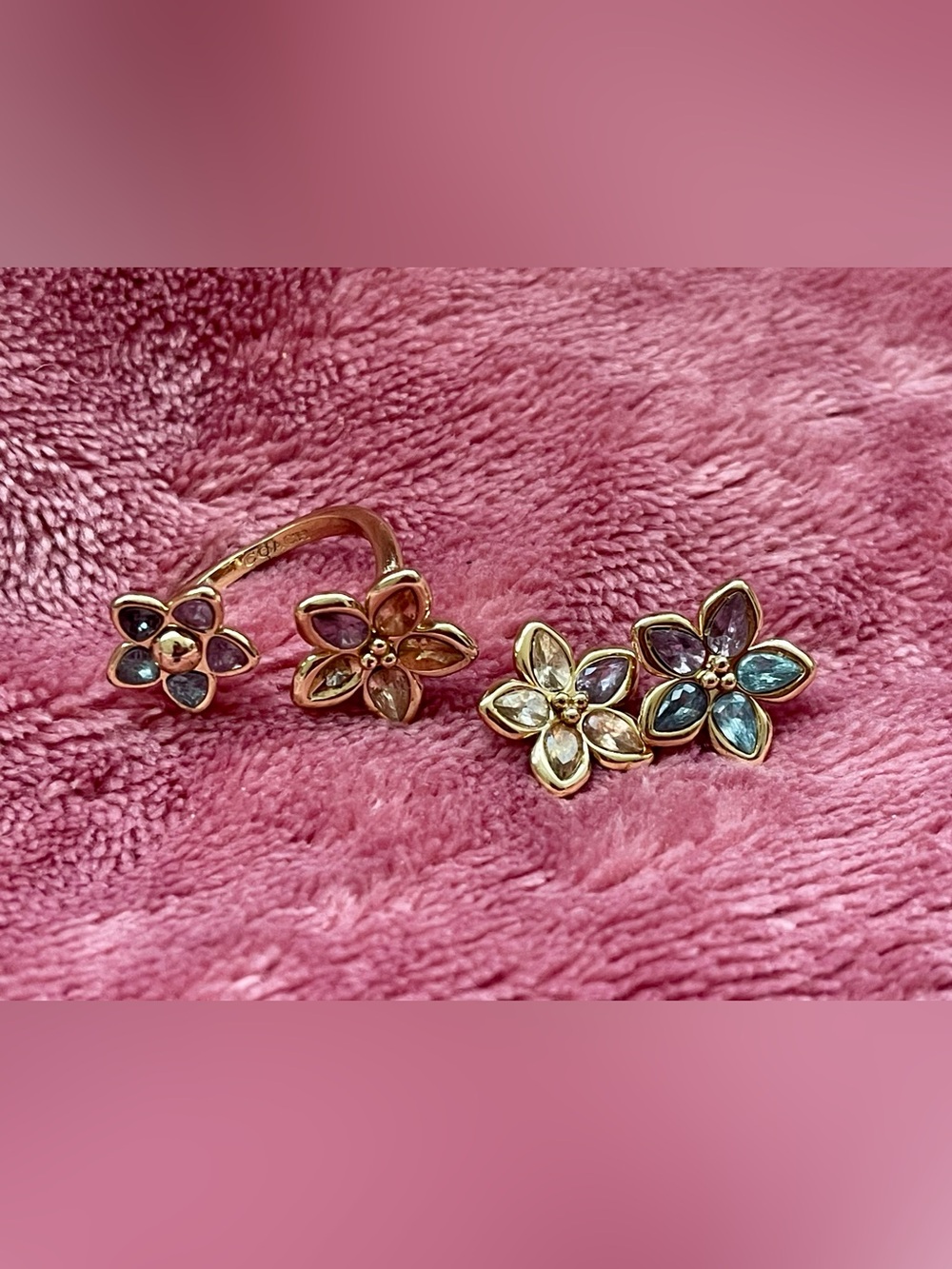 Coach Outlet Wildflower Stud Earrings with matching Ring.